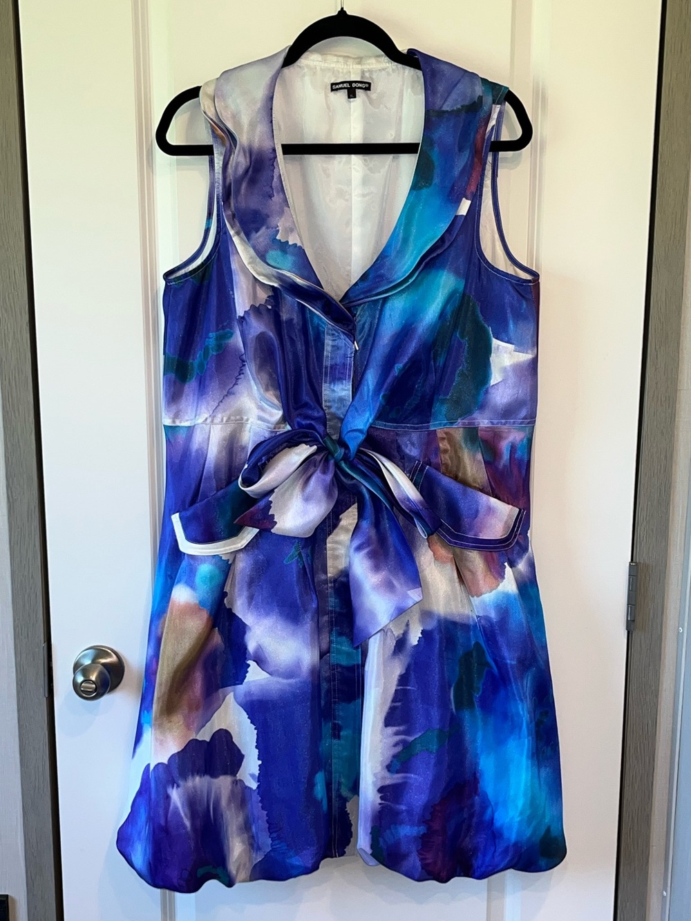 Samuel Dong Quiet Luxury Double Wired Collar Bubble Dress Women's Size XL